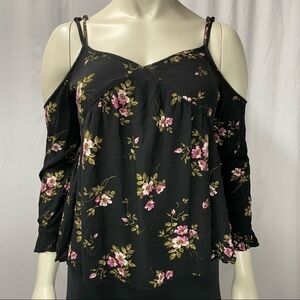 American eagle cold shoulder long sleeve floral print top size XS